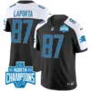 Mens Detroit Lions 2023 NFC North Division Champions Patch Vapor Jersey Sam Laporta Jersey Black Alternate