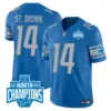 Mens Detroit Lions 2023 NFC North Division Champions Patch Vapor Jersey Stbrown Jersey Blue