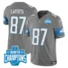Mens Detroit Lions 2023 NFC North Division Champions Patch Vapor Jersey Sam Laporta Jersey Gray