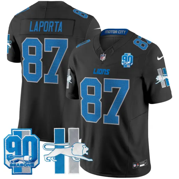 Mens Detroit Lions 1946 Throwback Vapor Limited Jersey Sam Laporta Jersey Black