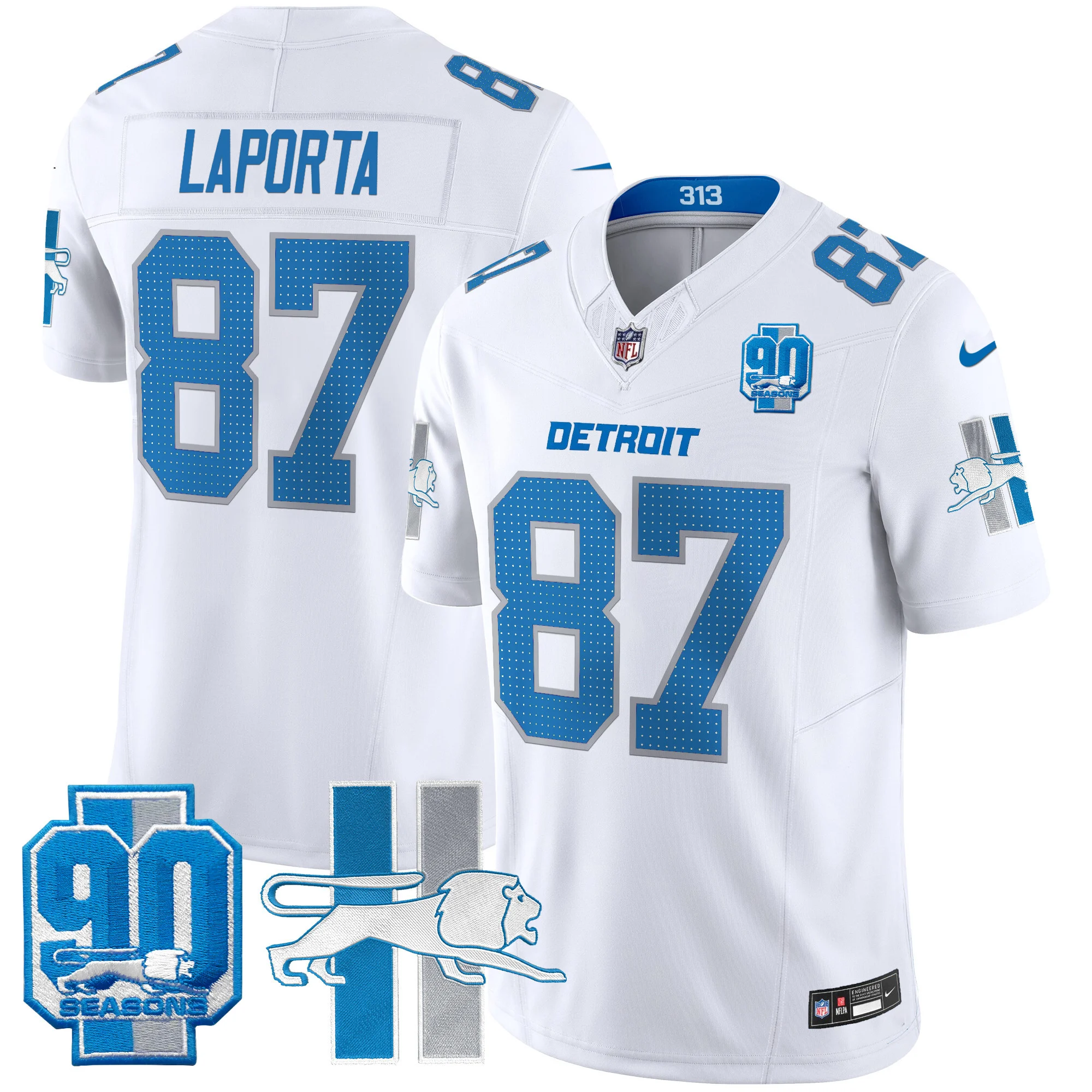 Mens Detroit Lions 1946 Throwback Vapor Limited Jersey Sam Laporta Jersey White