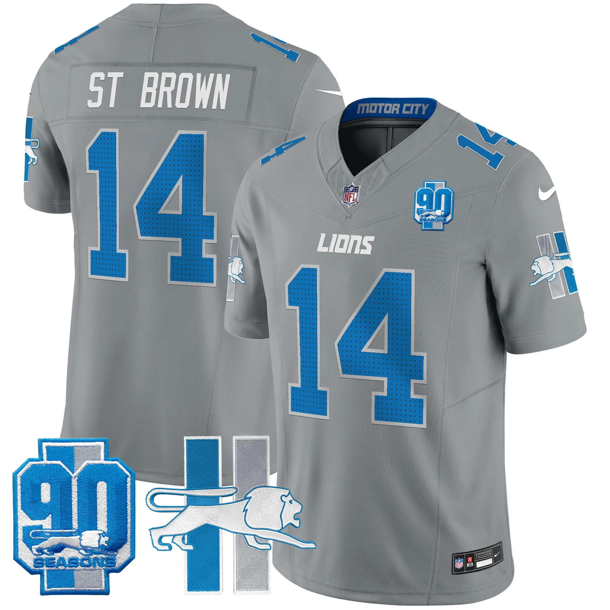 Mens Detroit Lions 1946 Throwback Vapor Limited Jersey Stbrown Jersey Gray