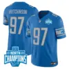 Mens Detroit Lions 2023 NFC North Division Champions Patch Vapor Jersey Hutchinson Jersey Blue