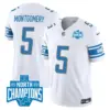 Mens Detroit Lions 2023 NFC North Division Champions Patch Vapor Jersey David Montgomery Jersey White