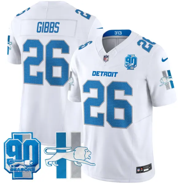 Mens Detroit Lions 1946 Throwback Vapor Limited Jersey Jahmyr Gibbs Jersey White