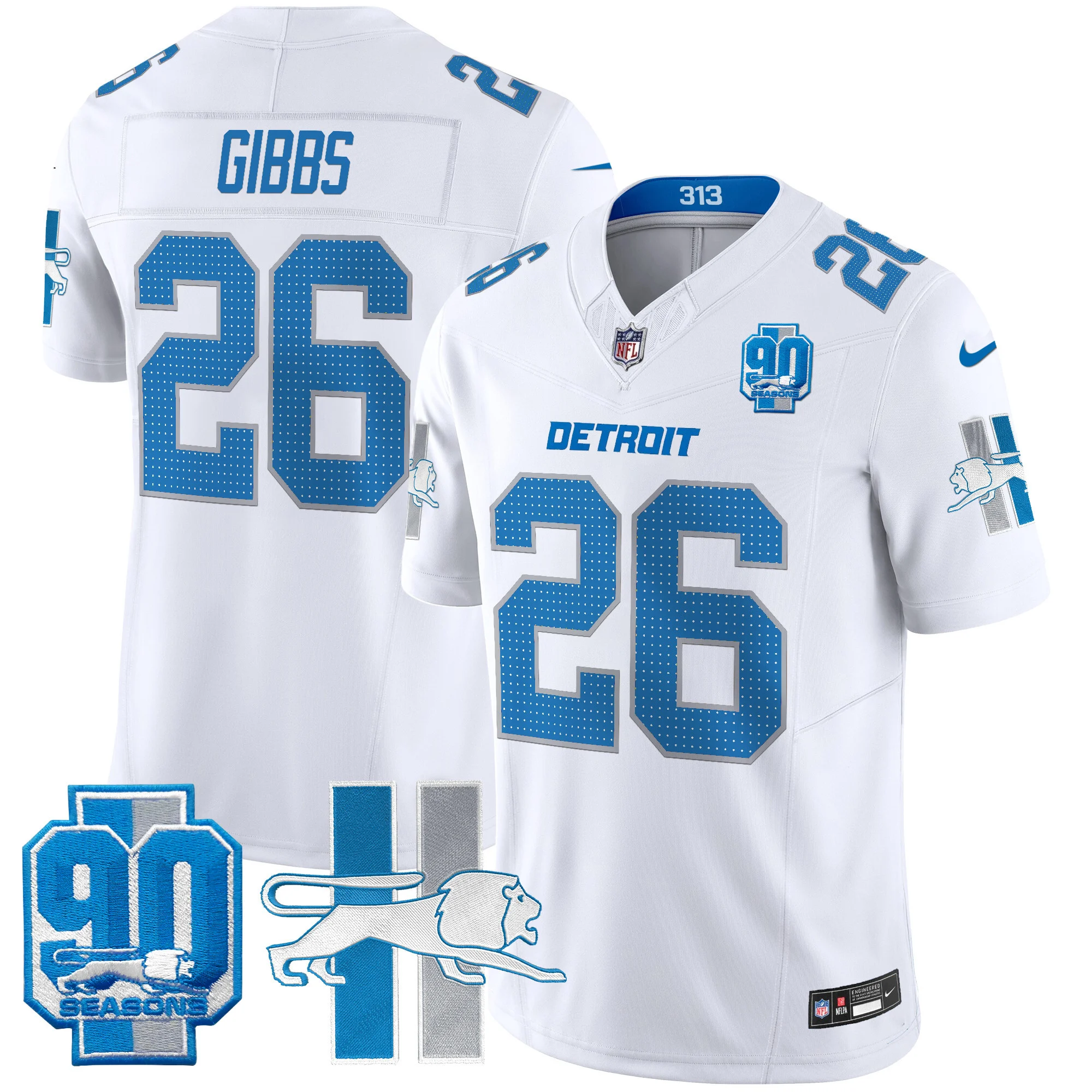 Mens Detroit Lions 1946 Throwback Vapor Limited Jersey Jahmyr Gibbs Jersey White