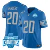 Mens Detroit Lions 2023 NFC North Division Champions Patch Vapor Jersey Barry Sanders Jersey Blue