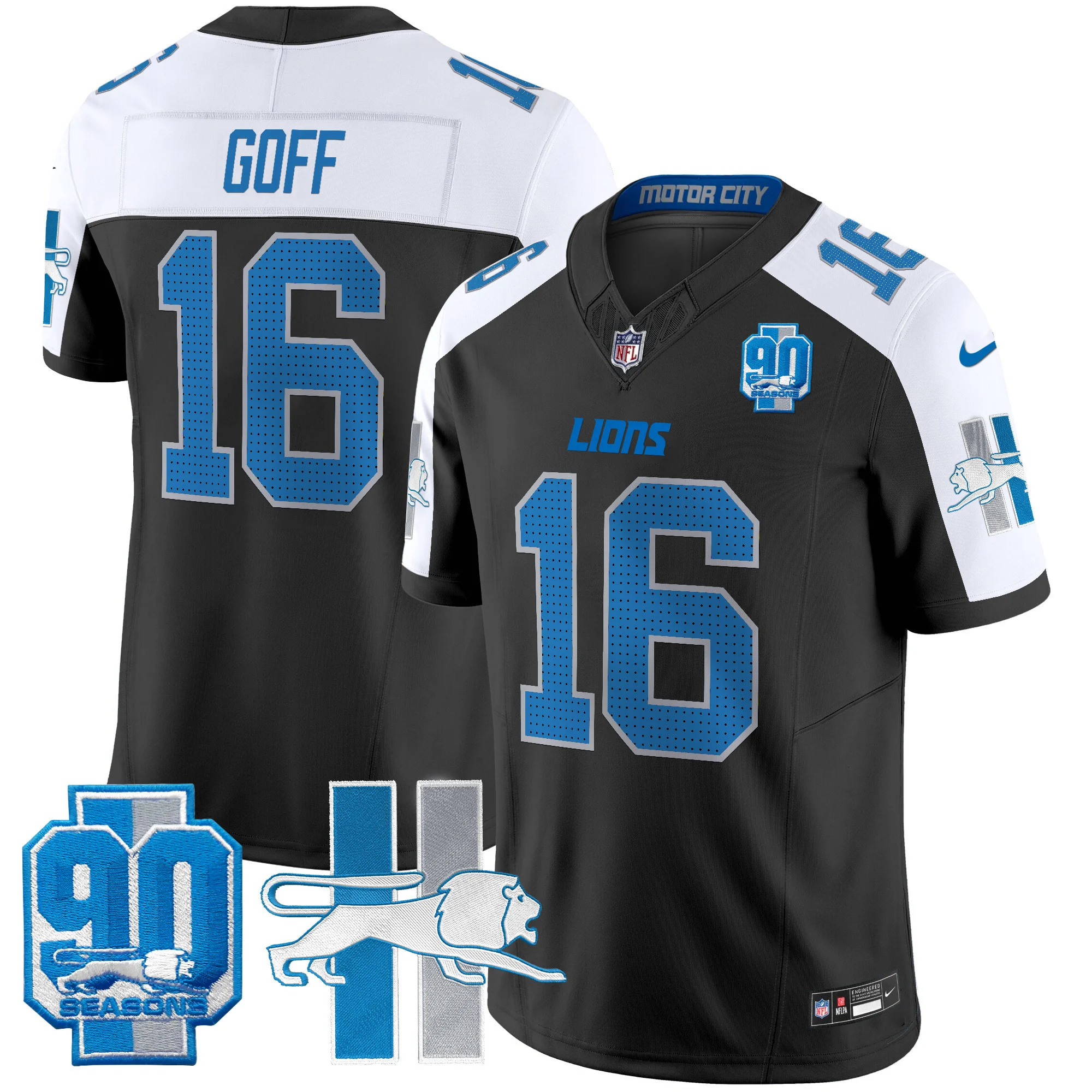 Mens Detroit Lions 1946 Throwback Vapor Limited Jersey Jared Goff Jersey Black Alternate