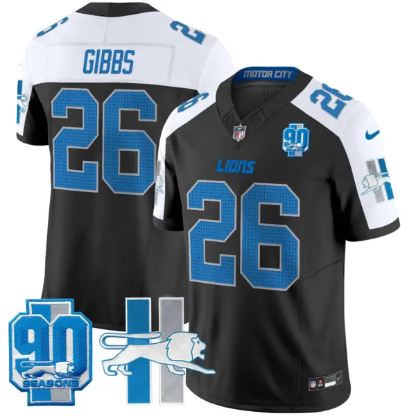 Mens Detroit Lions 1946 Throwback Vapor Limited Jersey Jahmyr Gibbs Jersey Black Alternate