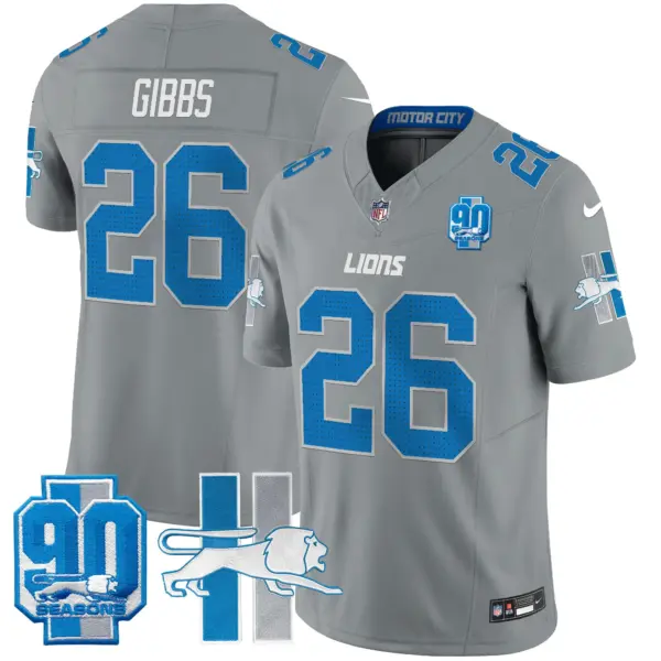Mens Detroit Lions 1946 Throwback Vapor Limited Jersey Jahmyr Gibbs Jersey Gray