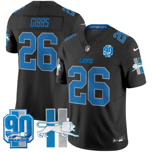 Mens Detroit Lions 1946 Throwback Vapor Limited Jersey Jahmyr Gibbs Jersey Black