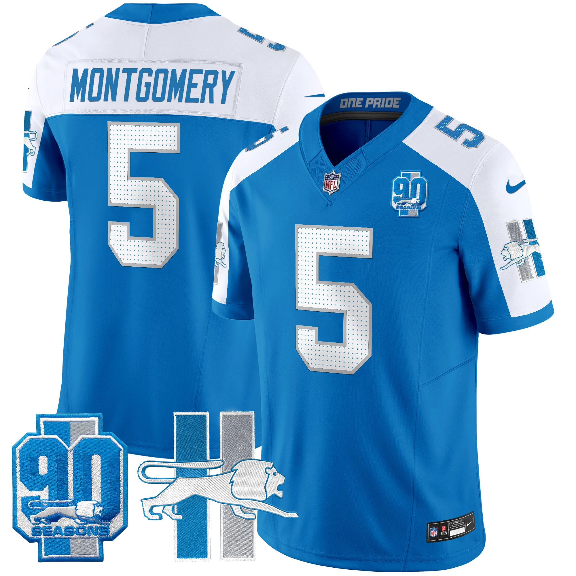 Mens Detroit Lions 1946 Throwback Vapor Limited Jersey David Montgomery Jersey Blue Alternate