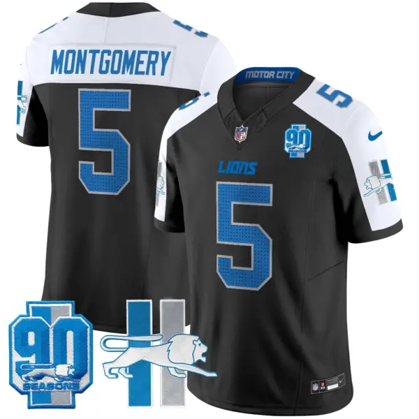 Mens Detroit Lions 1946 Throwback Vapor Limited Jersey David Montgomery Jersey Black Alternate