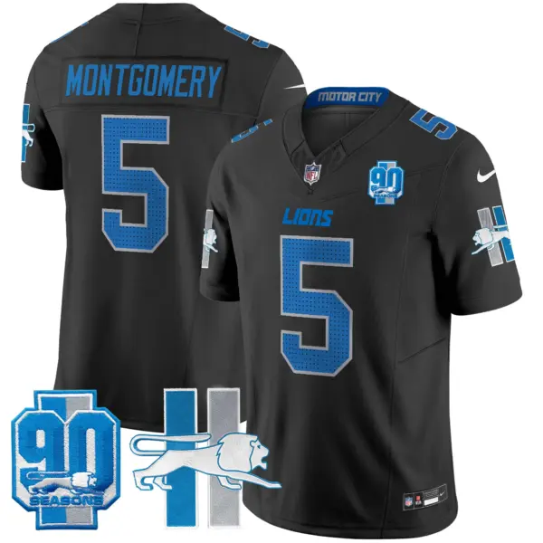 Mens Detroit Lions 1946 Throwback Vapor Limited Jersey David Montgomery Jersey Black