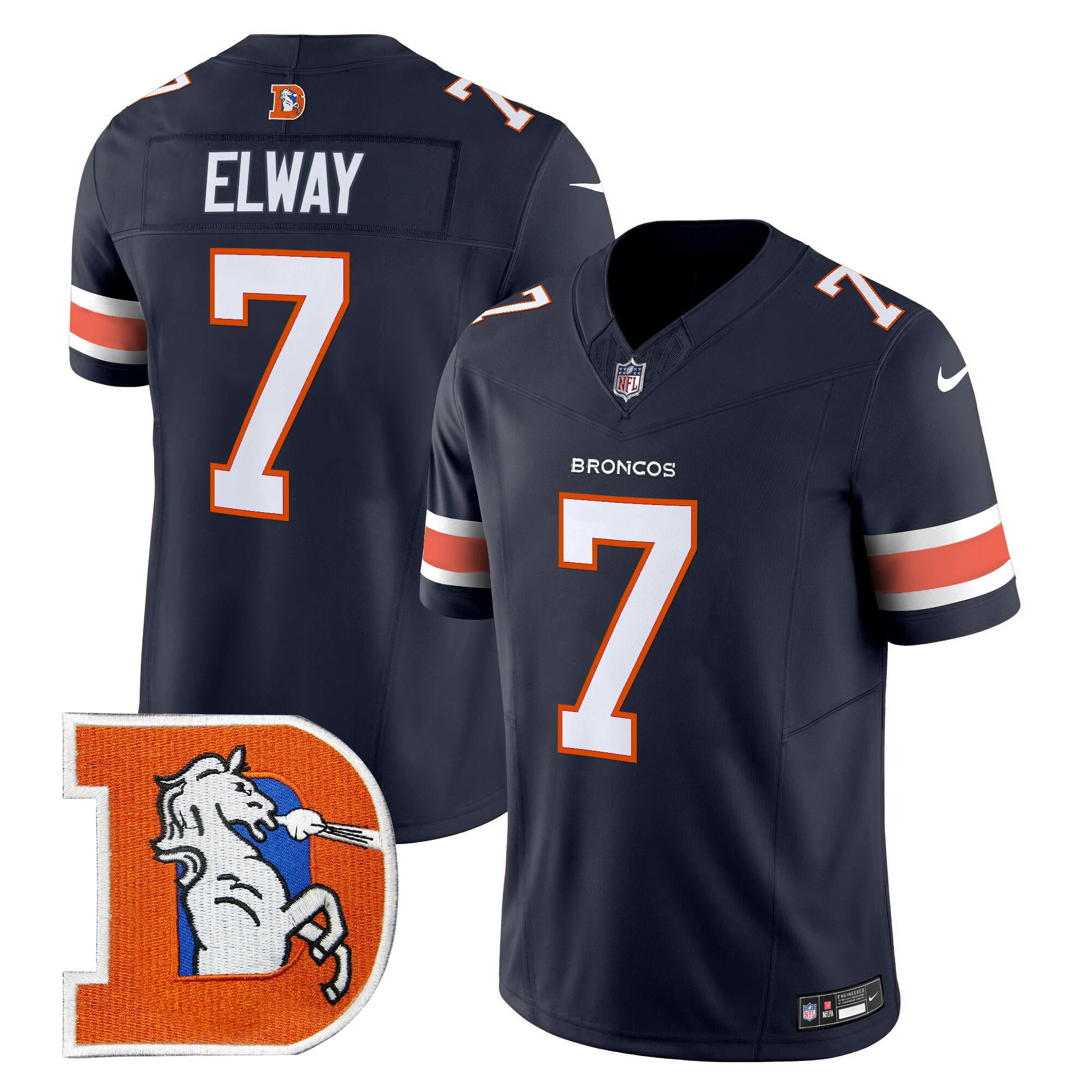 Mens Denver Broncos Throwback Vapor Limited Jersey V2 John Elway Jersey Navy