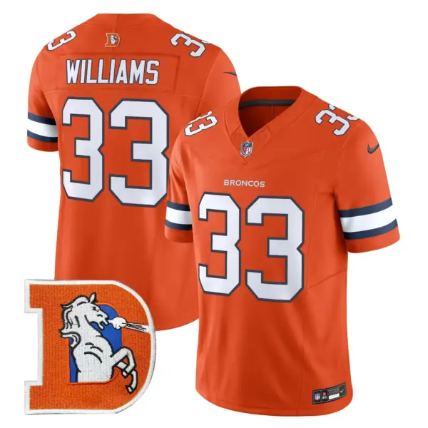 Mens Denver Broncos Throwback Vapor Limited Jersey V2 Javonte Williams Jersey Orange