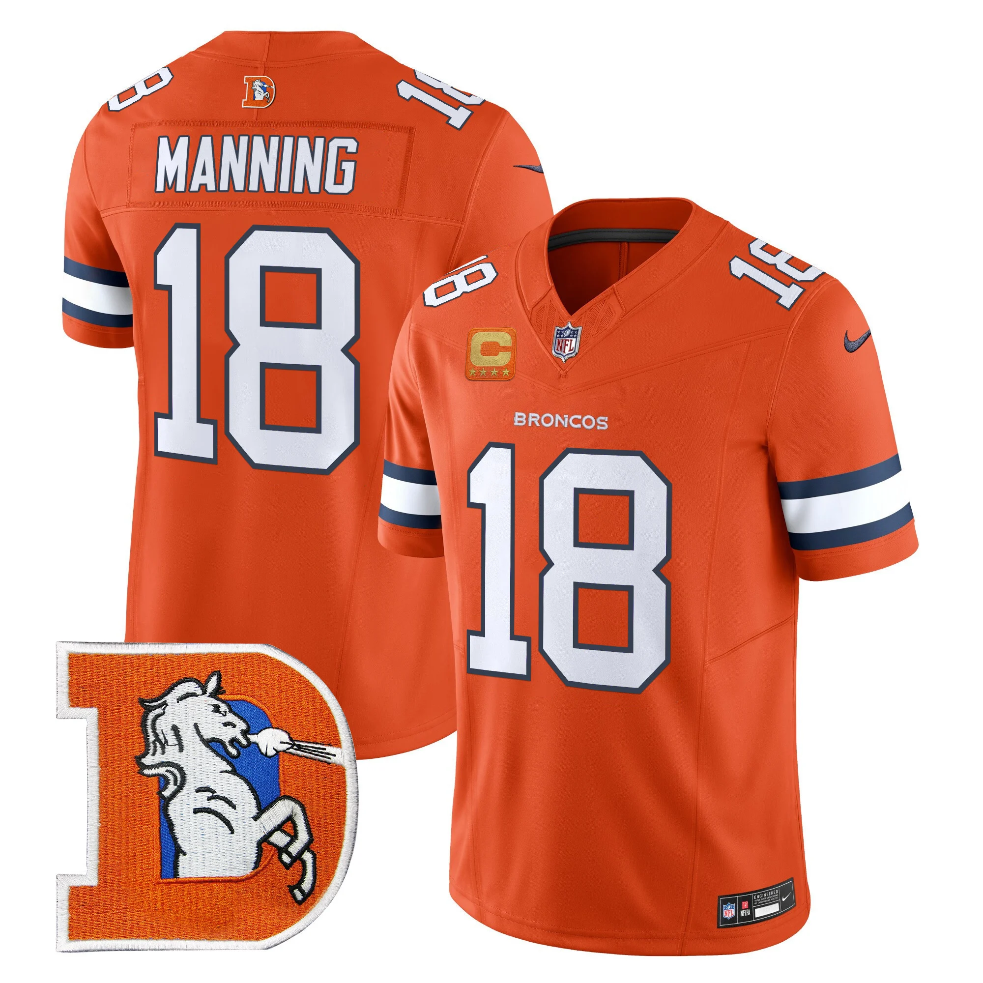 Mens Denver Broncos Throwback Vapor Limited Jersey V2 Peyton Manning Jersey Orange