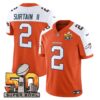 Mens Denver Broncos Super Bowl 50 Patch Vapor Limited Jersey Patrick Surtain II Jersey Orange Alternate