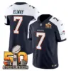 Mens Denver Broncos Super Bowl 50 Patch Vapor Limited Jersey John Elway Jersey Navy Alternate
