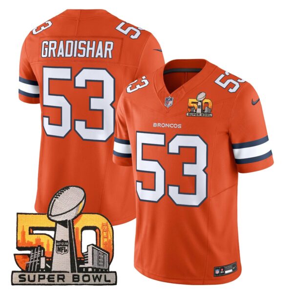 Mens Denver Broncos Super Bowl 50 Patch Vapor Limited Jersey Randy Gradishar Jersey Orange