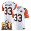 Mens Denver Broncos Super Bowl 50 Patch Vapor Limited Jersey Javonte Williams Jersey Orange Sleeves