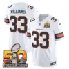 Mens Denver Broncos Super Bowl 50 Patch Vapor Limited Jersey Javonte Williams Jersey White