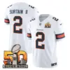 Mens Denver Broncos Super Bowl 50 Patch Vapor Limited Jersey Patrick Surtain II Jersey White