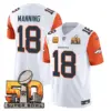Mens Denver Broncos Super Bowl 50 Patch Vapor Limited Jersey Peyton Manning Jersey Orange Sleeves