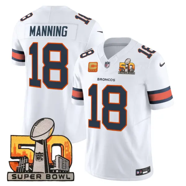 Mens Denver Broncos Super Bowl 50 Patch Vapor Limited Jersey Peyton Manning Jersey White