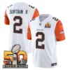 Mens Denver Broncos Super Bowl 50 Patch Vapor Limited Jersey Patrick Surtain II Jersey Orange Sleeves