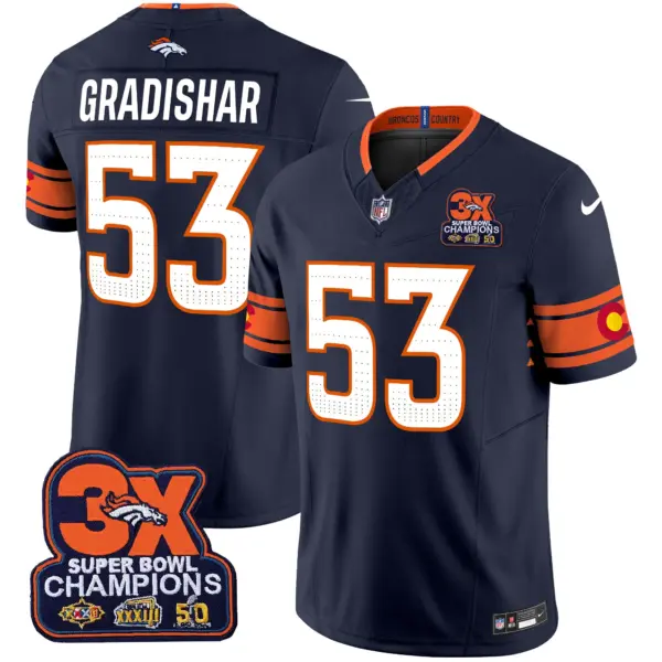 Mens Denver Broncos 3X Patch Colorado Flag Vapor Limited Jersey Randy Gradishar Jersey Navy