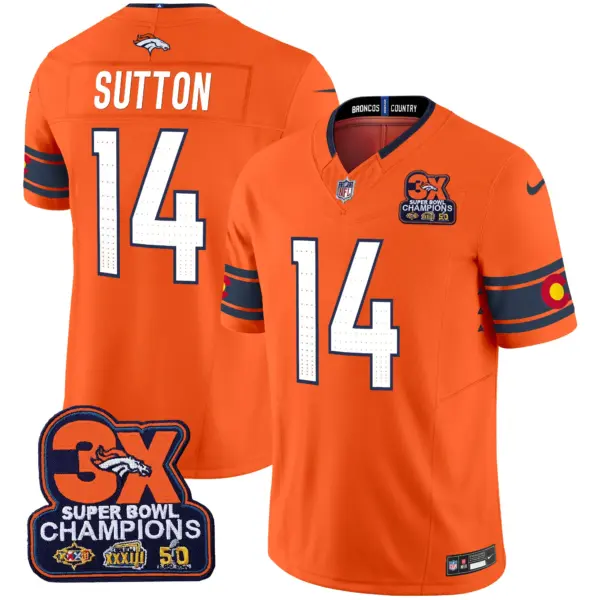 Mens Denver Broncos 3X Patch Colorado Flag Vapor Limited Jersey Courtland Sutton Jersey Orange