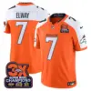 Mens Denver Broncos 3 Time Champions Patch Vapor Limited Jersey John Elway Jersey Orange Alternate