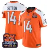 Mens Denver Broncos 3 Time Champions Patch Vapor Limited Jersey Coutland Sutton Jersey Orange Alternate