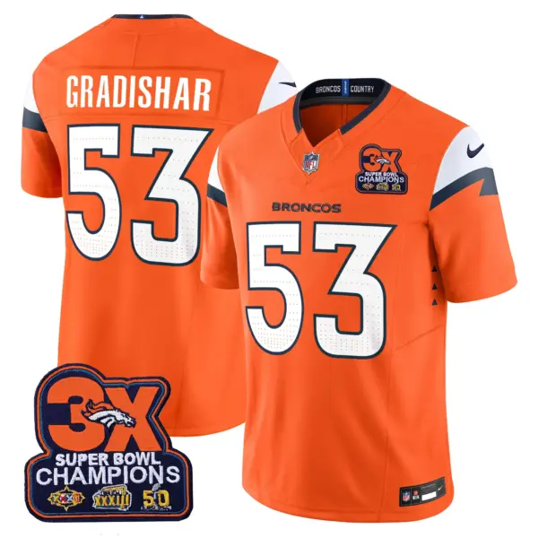Mens Denver Broncos 3 Time Champions Patch Vapor Limited Jersey Randy Gradishar Jersey Orange