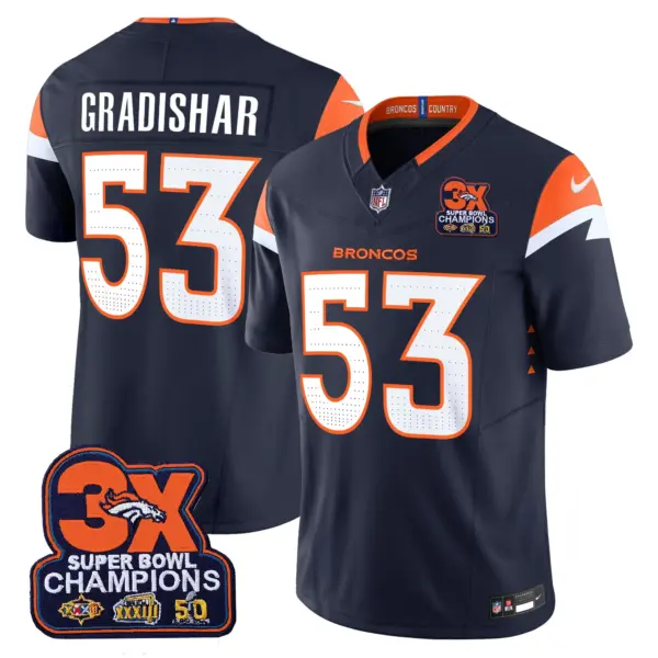 Mens Denver Broncos 3 Time Champions Patch Vapor Limited Jersey Randy Gradishar Jersey Navy