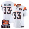 Mens Denver Broncos 3 Time Champions Patch Vapor Limited Jersey Javonte Williams Jersey White