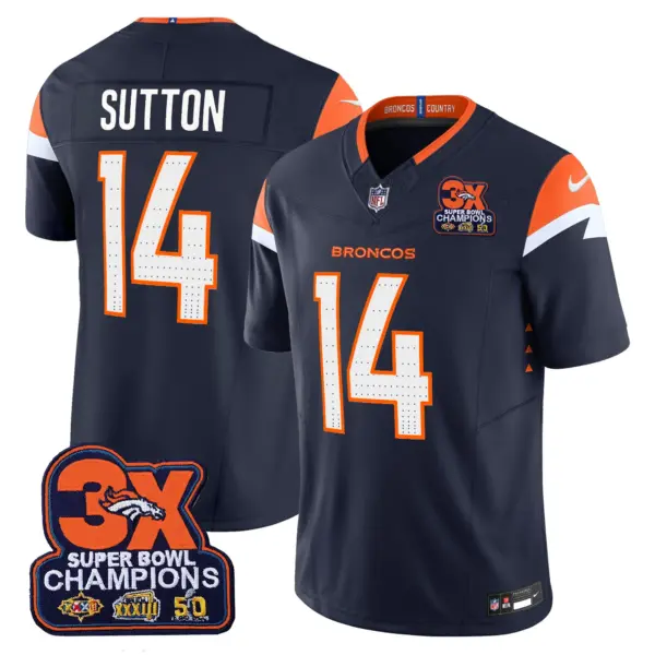 Mens Denver Broncos 3 Time Champions Patch Vapor Limited Jersey Coutland Sutton Jersey Navy