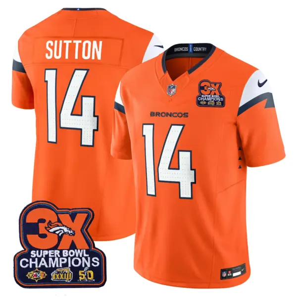 Mens Denver Broncos 3 Time Champions Patch Vapor Limited Jersey Coutland Sutton Jersey Orange