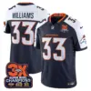 Mens Denver Broncos 3 Time Champions Patch Vapor Limited Jersey Javonte Williams Jersey Navy Alternate