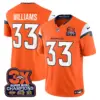 Mens Denver Broncos 3 Time Champions Patch Vapor Limited Jersey Javonte Williams Jersey Orange