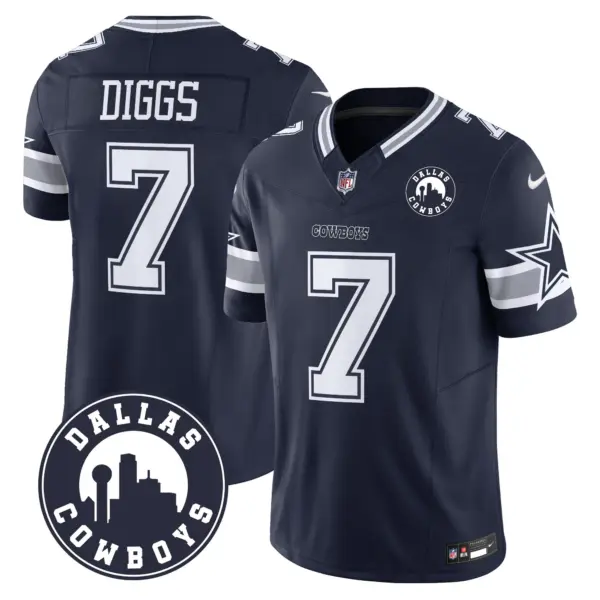 Mens Dallas Cowboys Dallas City Patch Vapor Limited Jersey Trevon Diggs Jersey Navy