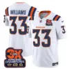 Mens Denver Broncos 3 Time Champions Patch Vapor Limited Jersey V2 Javonte Williams Jersey White