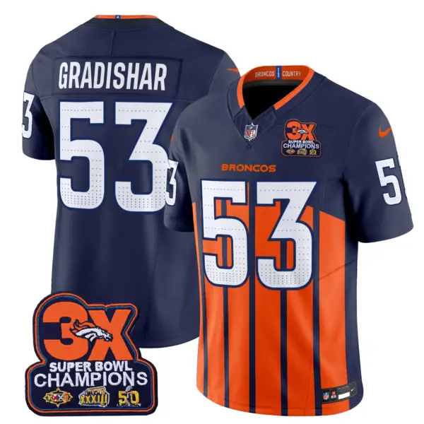 Mens Denver Broncos 3 Time Champions Patch Vapor Limited Jersey V2 Randy Gradishar Jersey Navy Special