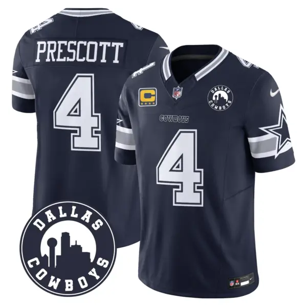 Mens Dallas Cowboys Dallas City Patch Vapor Limited Jersey Dak Prescott Jersey Navy