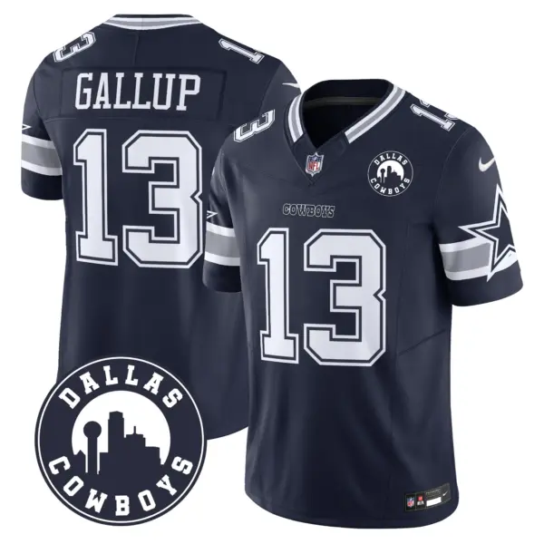 Mens Dallas Cowboys Dallas City Patch Vapor Limited Jersey Michael Gallup Jersey Navy