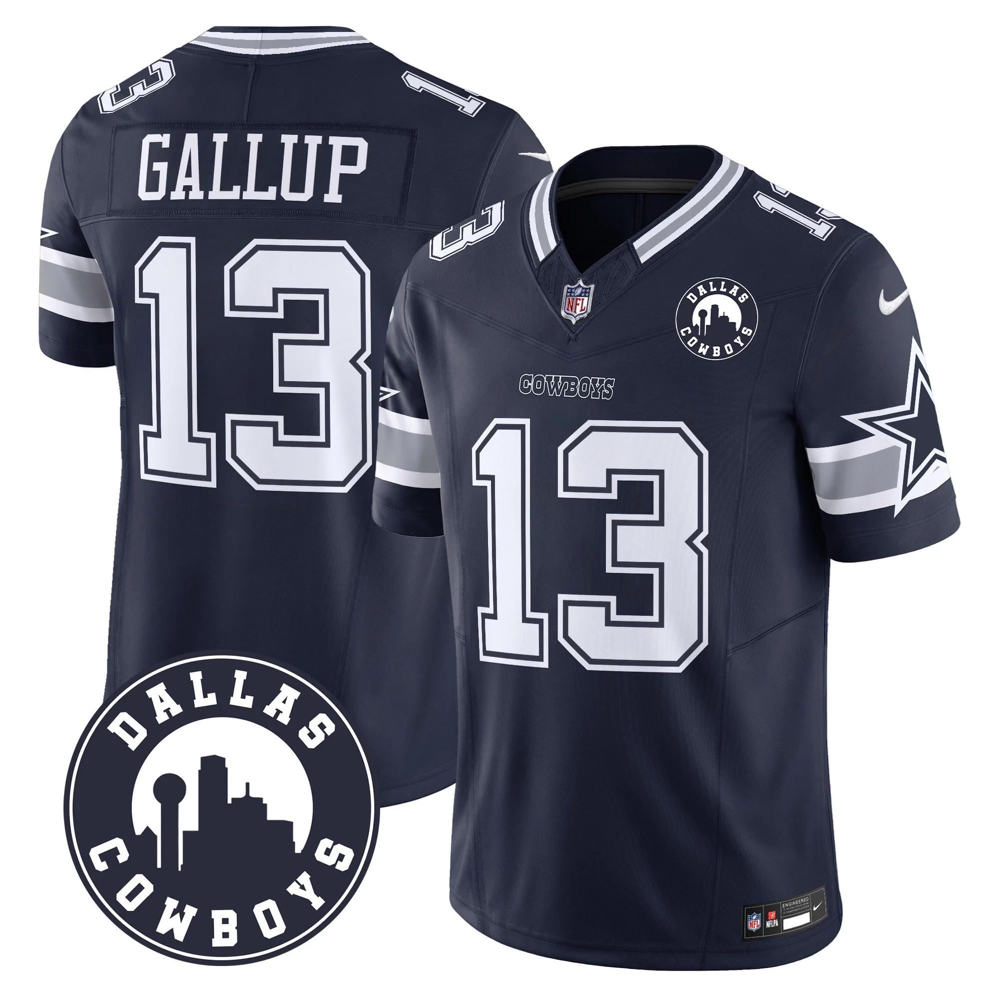 Mens Dallas Cowboys Dallas City Patch Vapor Limited Jersey Michael Gallup Jersey Navy