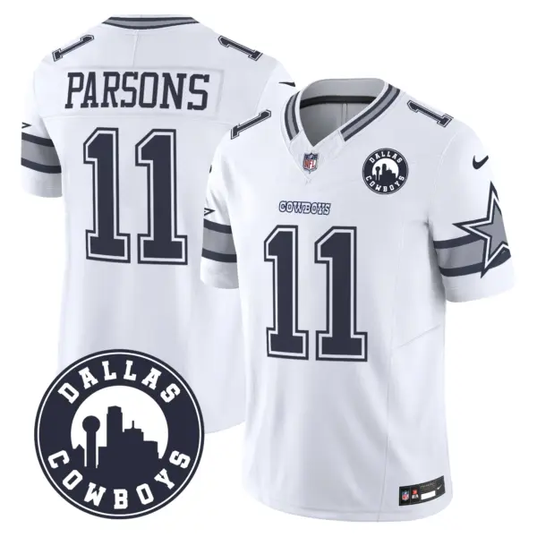 Mens Dallas Cowboys Dallas City Patch Vapor Limited Jersey Micah Parsons Jersey White