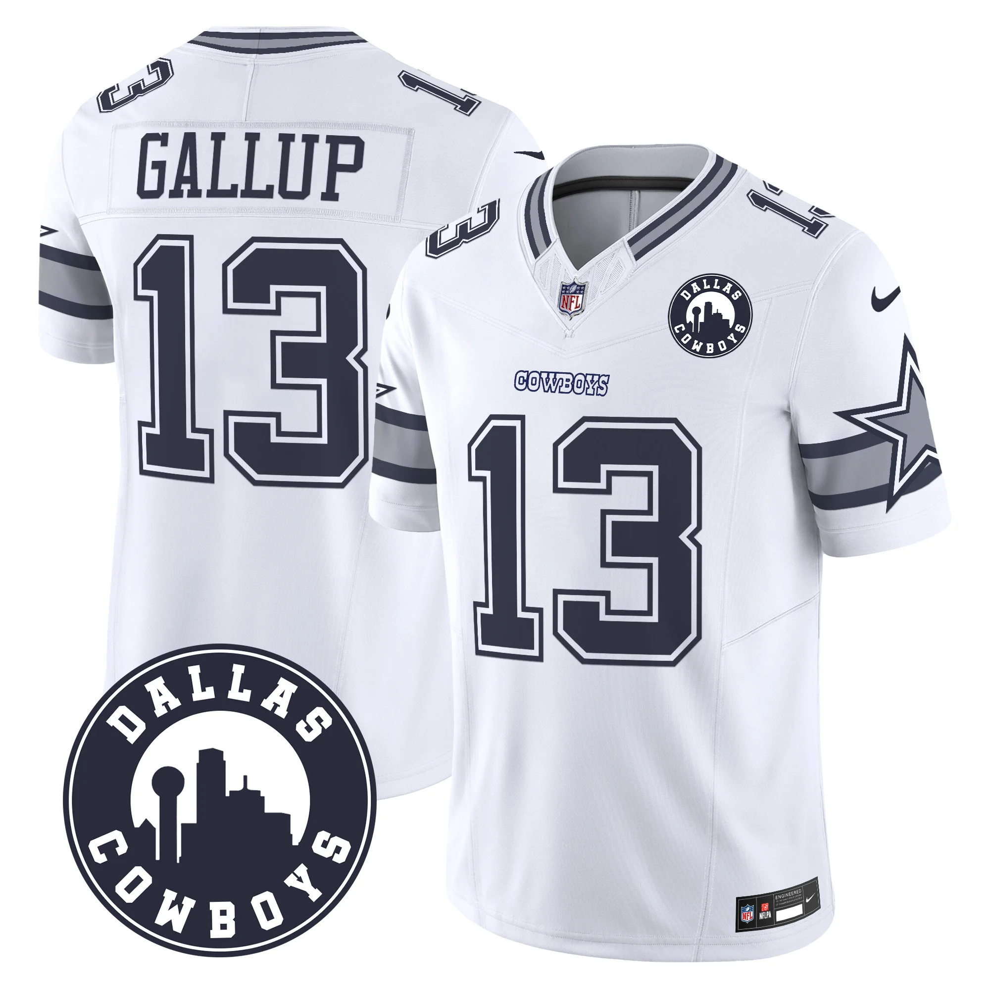 Mens Dallas Cowboys Dallas City Patch Vapor Limited Jersey Michael Gallup Jersey White
