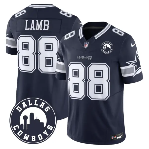 Mens Dallas Cowboys Dallas City Patch Vapor Limited Jersey Ceedee Lamb Jersey Navy